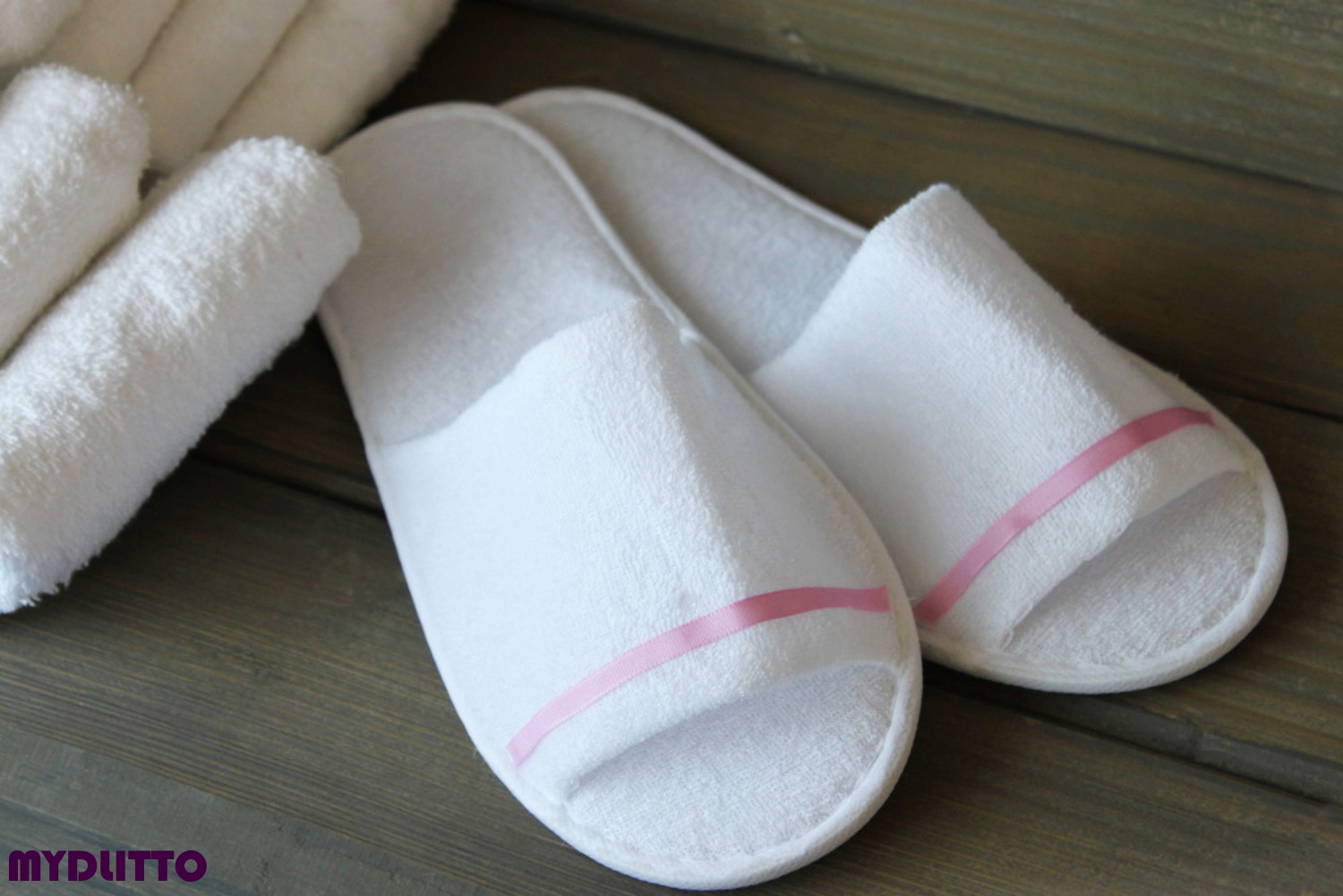 koupelové pantofle - růžový proužek