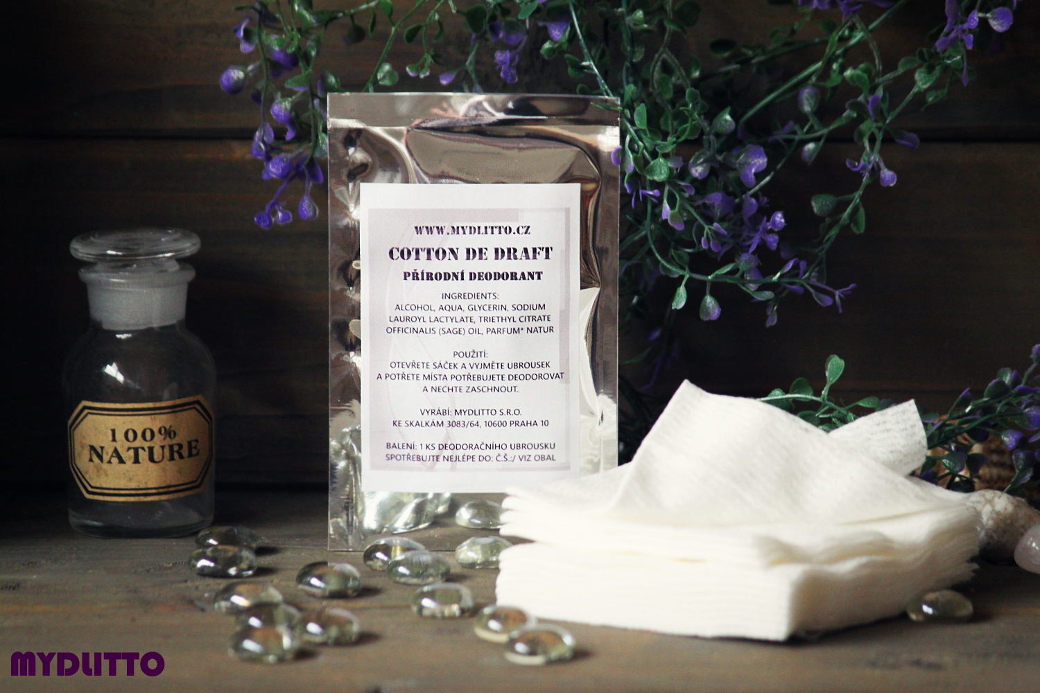 Cotton De Draft - přírodní deodorant unisex - ubrousek