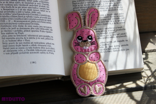 Záložka dětská - králíček růžový s puntíkem