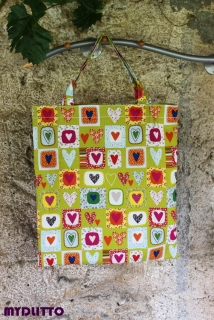 Plátěná taška "Srdce na zelené" 